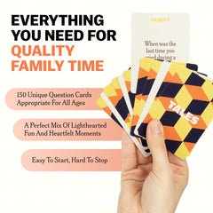 TALES 150 prompts at dinner table spark meaningful conversations across ages.