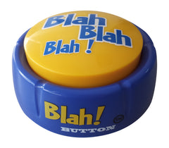 Talkie Toys Blah Button closeup showing varied phrases for quick mood lift at work.