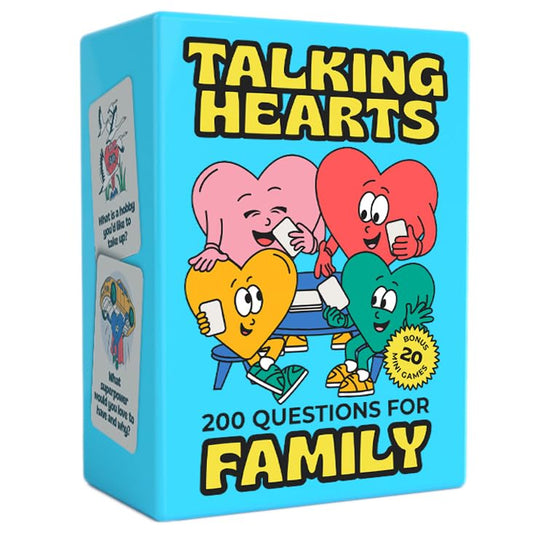 Talking Hearts conversation cards for dinnertime prompts spark family dialogue.