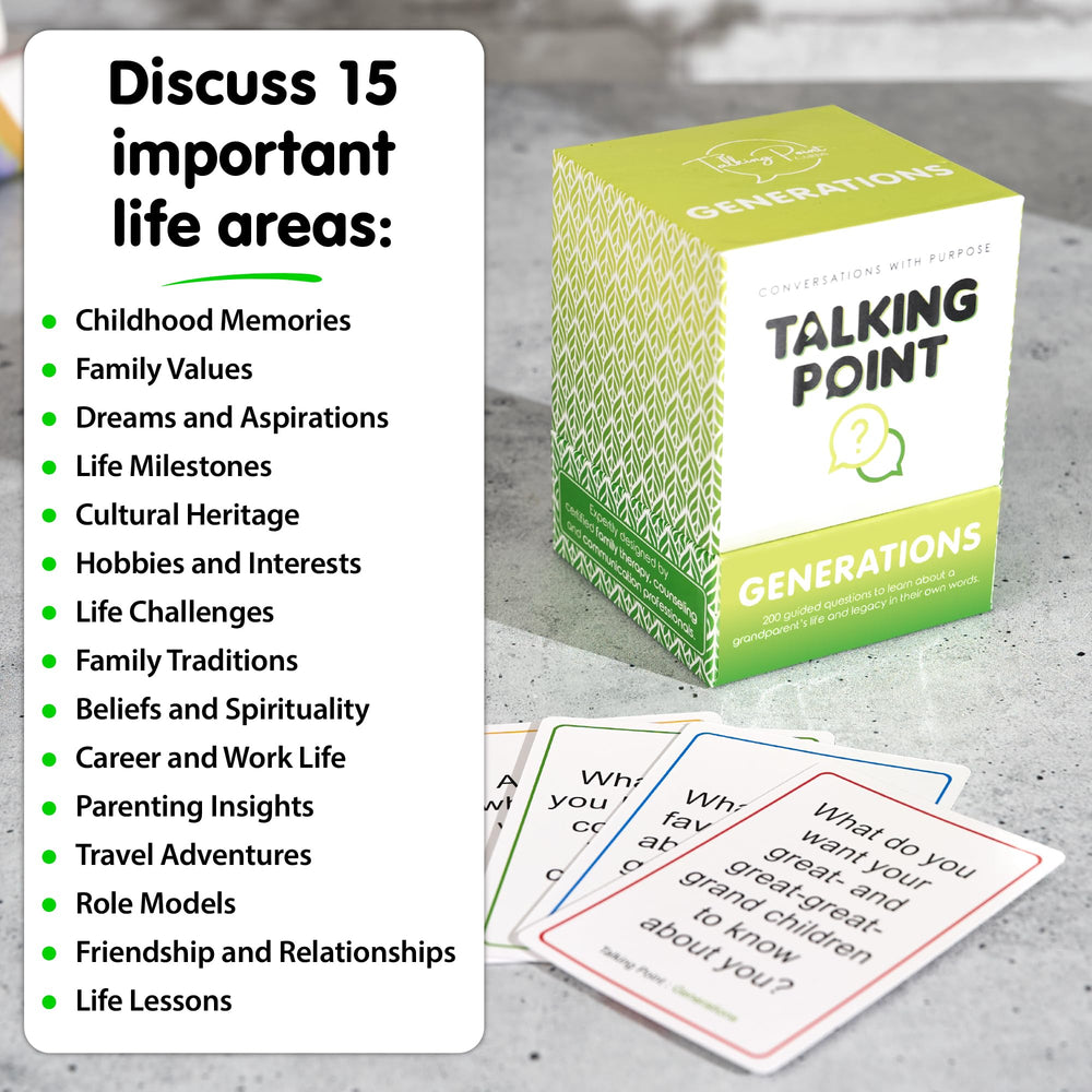 Growing Up prompts from Talking Point Cards spark reminiscence.