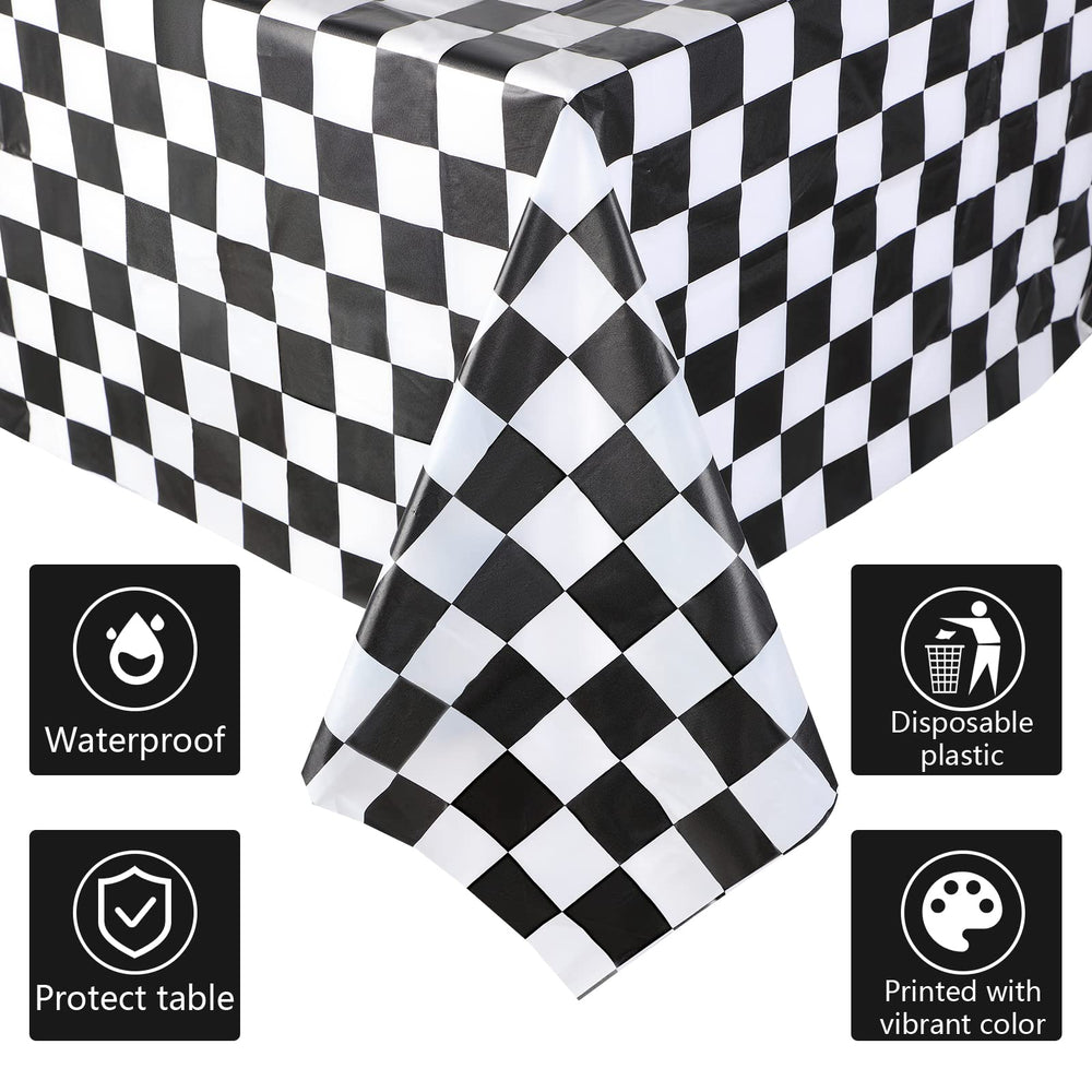 Tallew checkered flag tablecloth detail adds authentic track vibes for photos