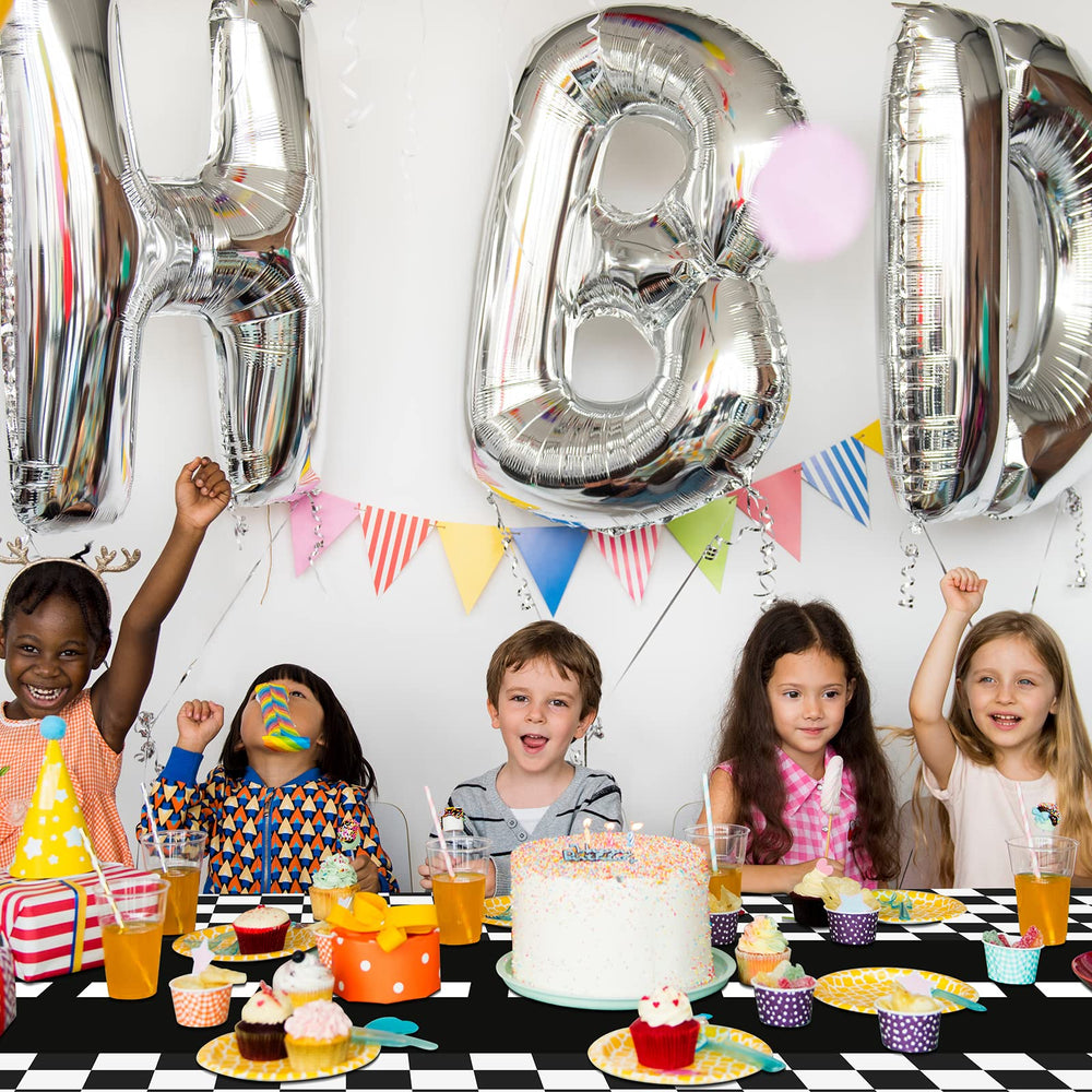 Tallew party decor checkered flag theme creates a bold coordinated look