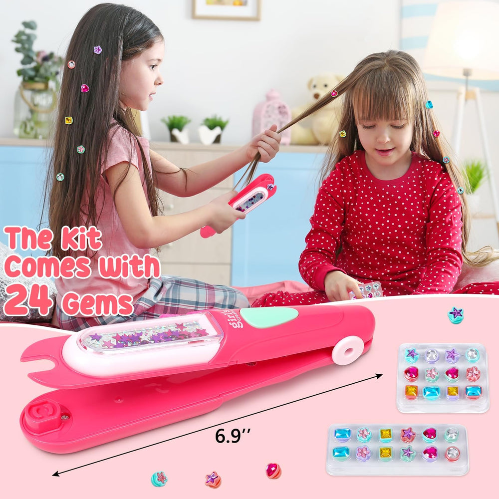 TALOOS stamper in action on hair for quick sparkle.