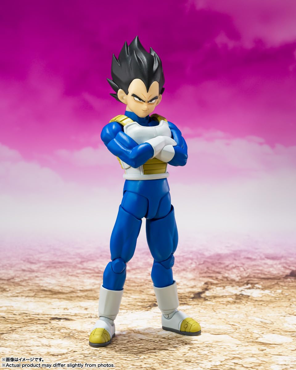 TAMASHII NATIONS Dragon Ball DAIMA Vegeta figure side profile shows precise sculpting.