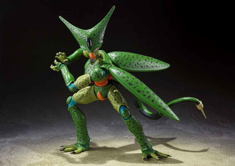Tamashii Nations Cell First Form absorption pose for dynamic display.