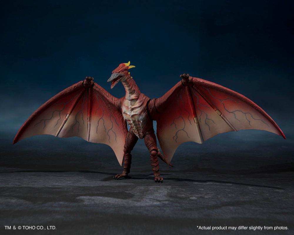 Tamashii Nations Fire Rodan figure reflecting on-screen fiery colors