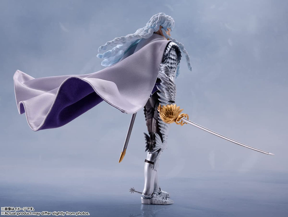 Tamashii Nations Griffith helmet removable demonstrates pose versatility for dynamic setups