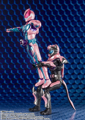 TAMASHII NATIONS Revi Rex Genome figure in dynamic action pose.