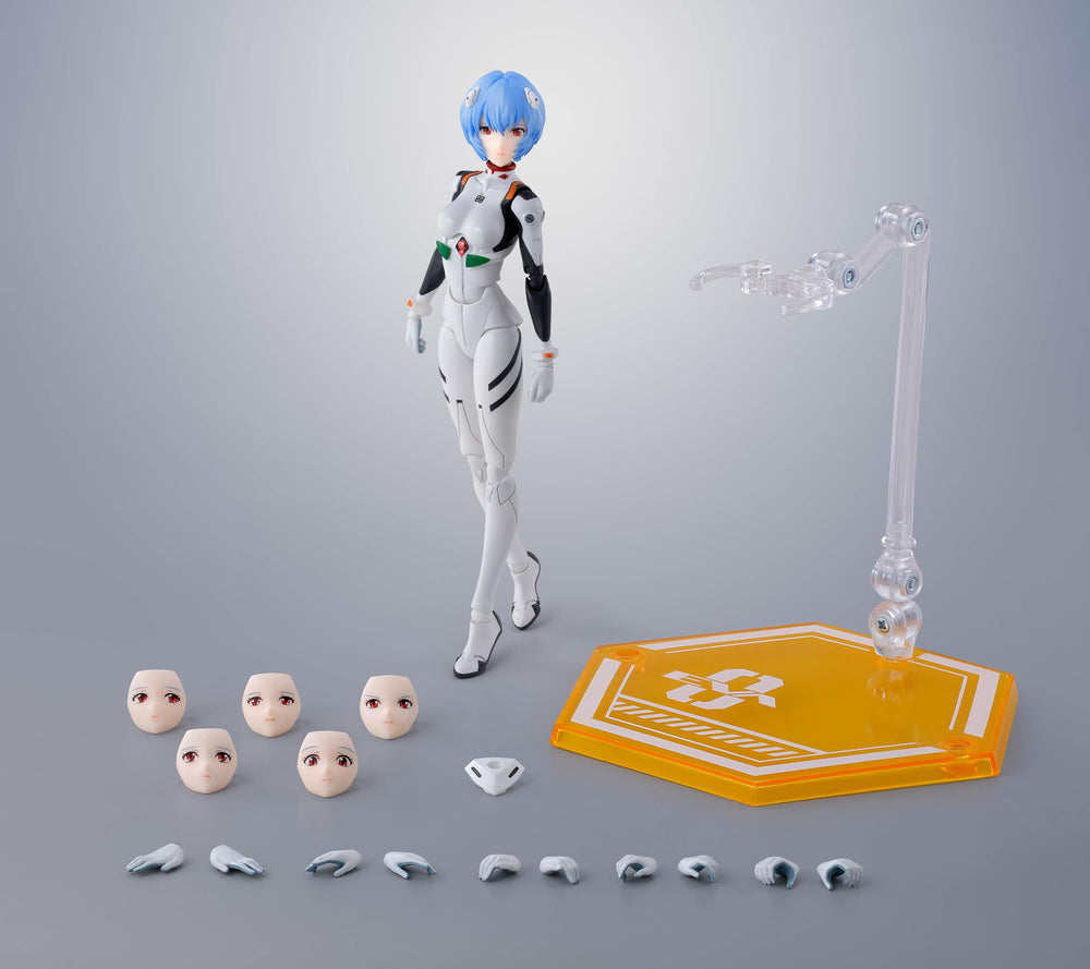 Tamashii Nations Rei Ayanami S.H.Figuarts official licensing label confirms authenticity.