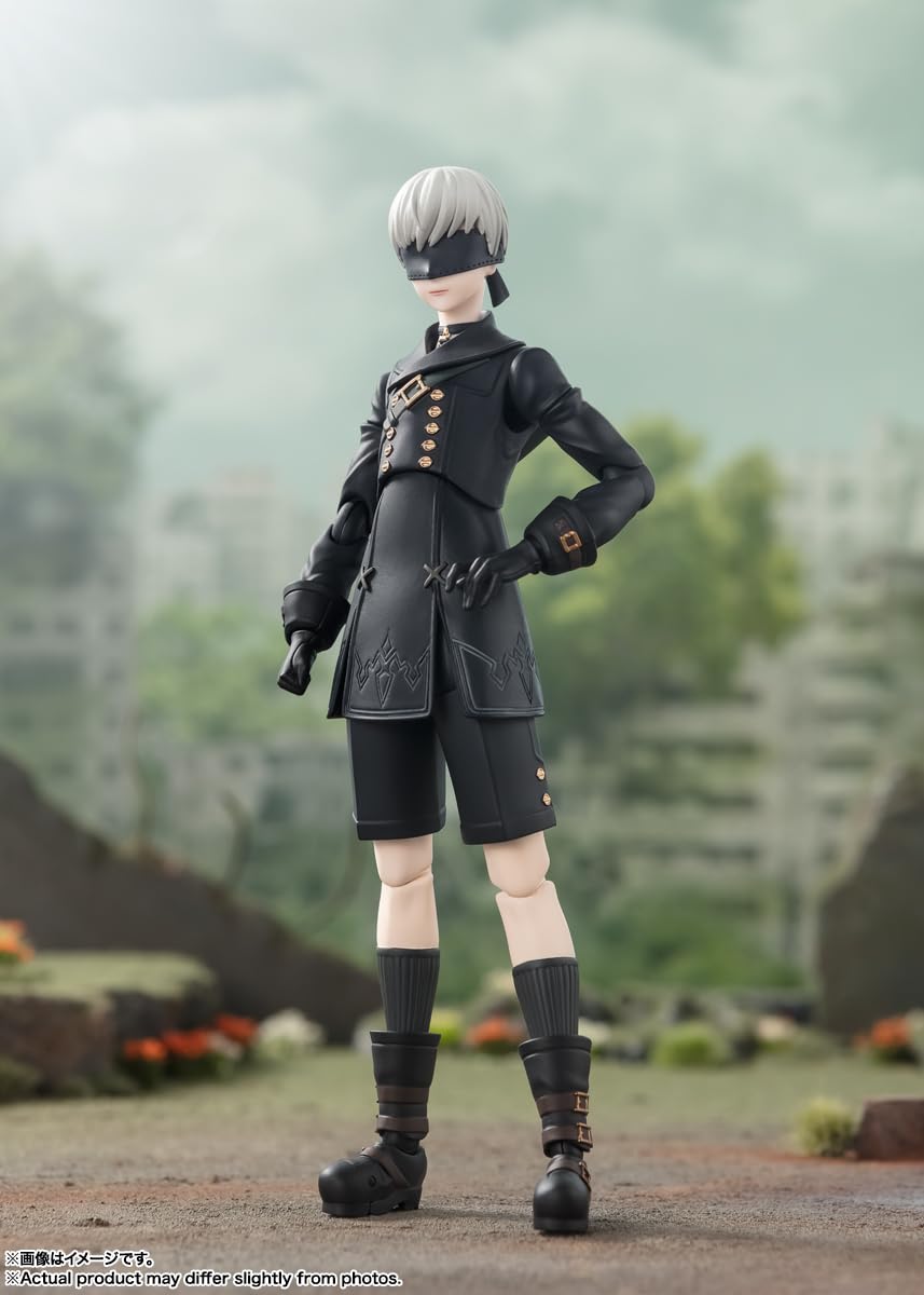 Tamashii Nations NieR Automata Ver1.1a 9S Pod 153 for pose-ready accessorizing and dynamic scenes.