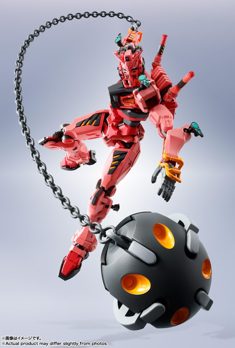 TAMASHII NATIONS Red Gundam interchangeable hands for expressive display.