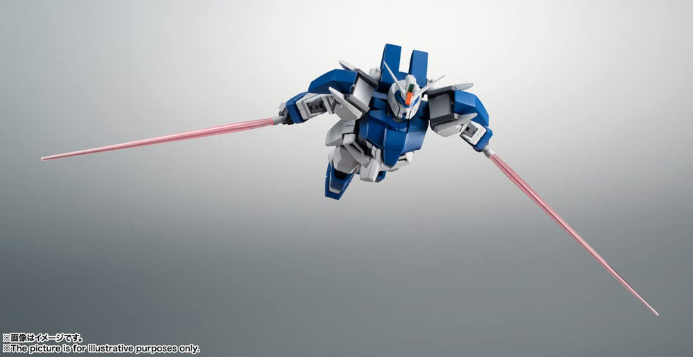 TAMASHII NATIONS Duel Gundam vernier thruster effects enhance dynamic flight-like poses.