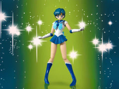 Tamashii Nations Sailor Mercury Animation Color Edition face closeup; highlights accurate likeness and expressions