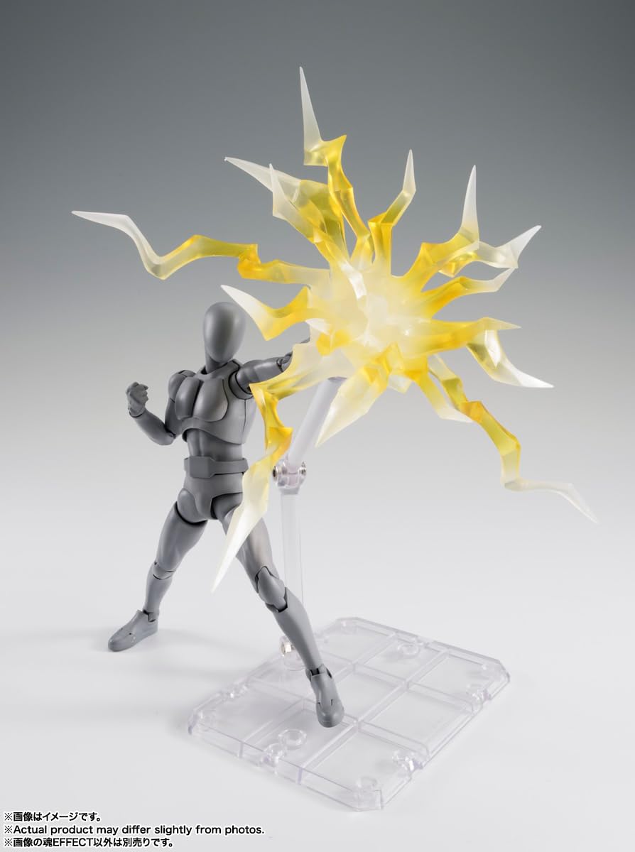 TAMASHII NATIONS Thunder Yellow Ver. SHFiguarts display setup with bolts.
