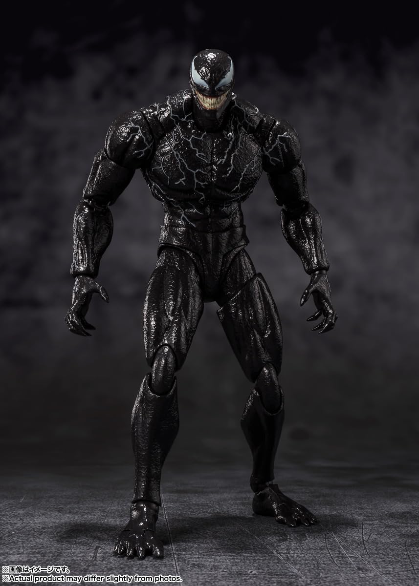 TAMASHII NATIONS Venom Last Dance figure side profile highlights dramatic silhouette for shelves.