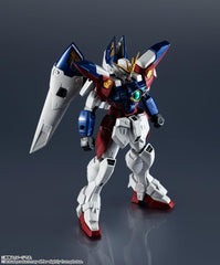 Tamashii Nations Wing Zero Gundam Universe wing shield in action-ready stance.
