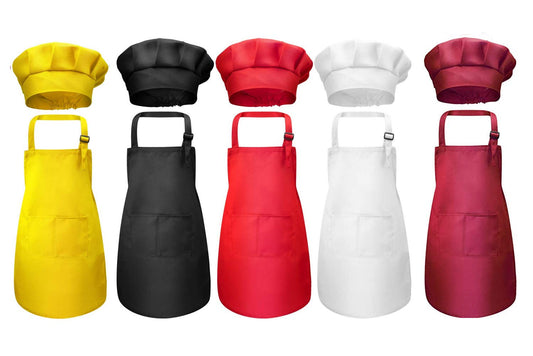Tamicy kids chef hat and apron set for interactive cooking and mess-free kitchens.