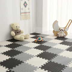 Tamiplay foam play mat assembled into a 4x4 area for cushioned floor play