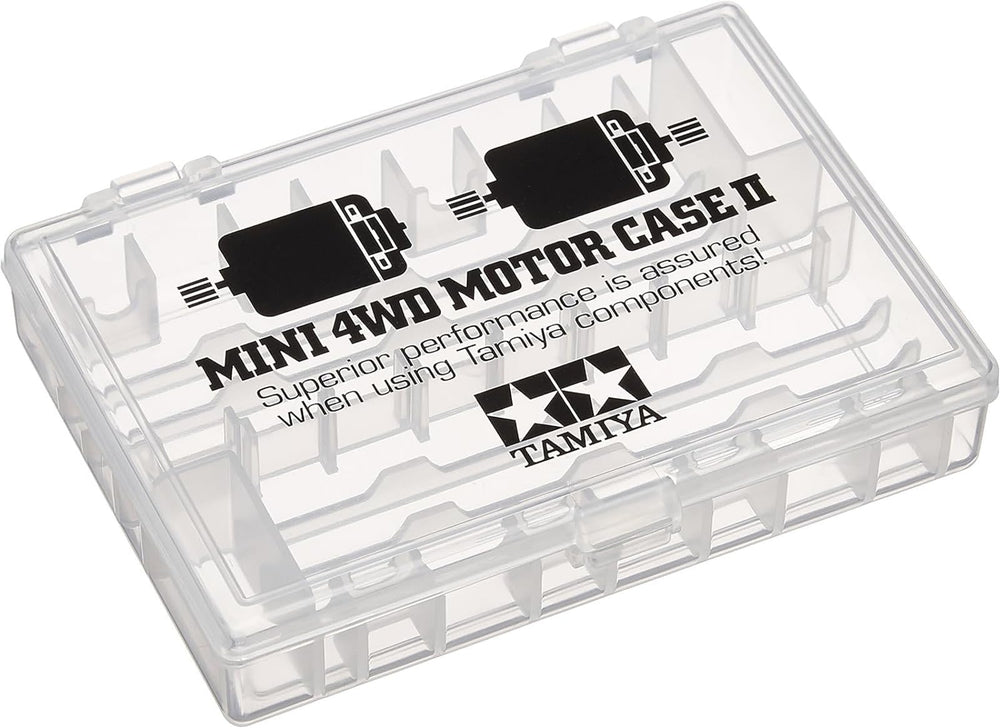 Tamiya Mini 4WD Motor Case 2 front view organizes shafts and parts for quick builds