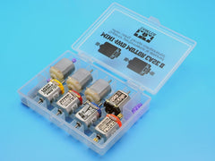 Tamiya Mini 4WD Motor Case 2 lid-open highlights easy access during upgrades
