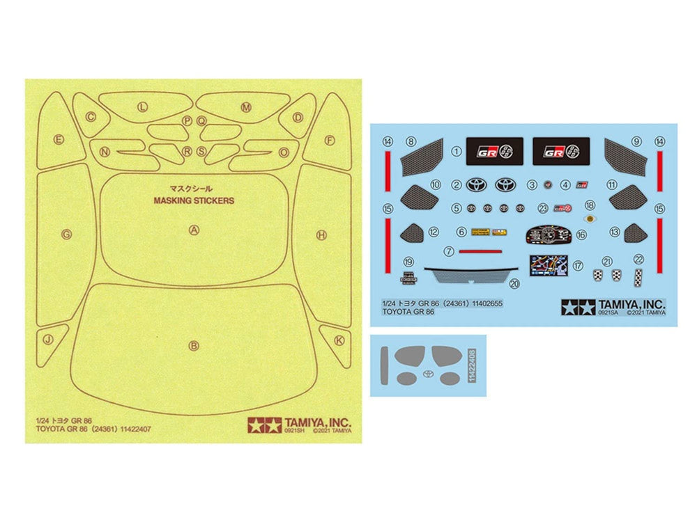 TAMIYA Toyota GR86 1:24 kit not included tools note
