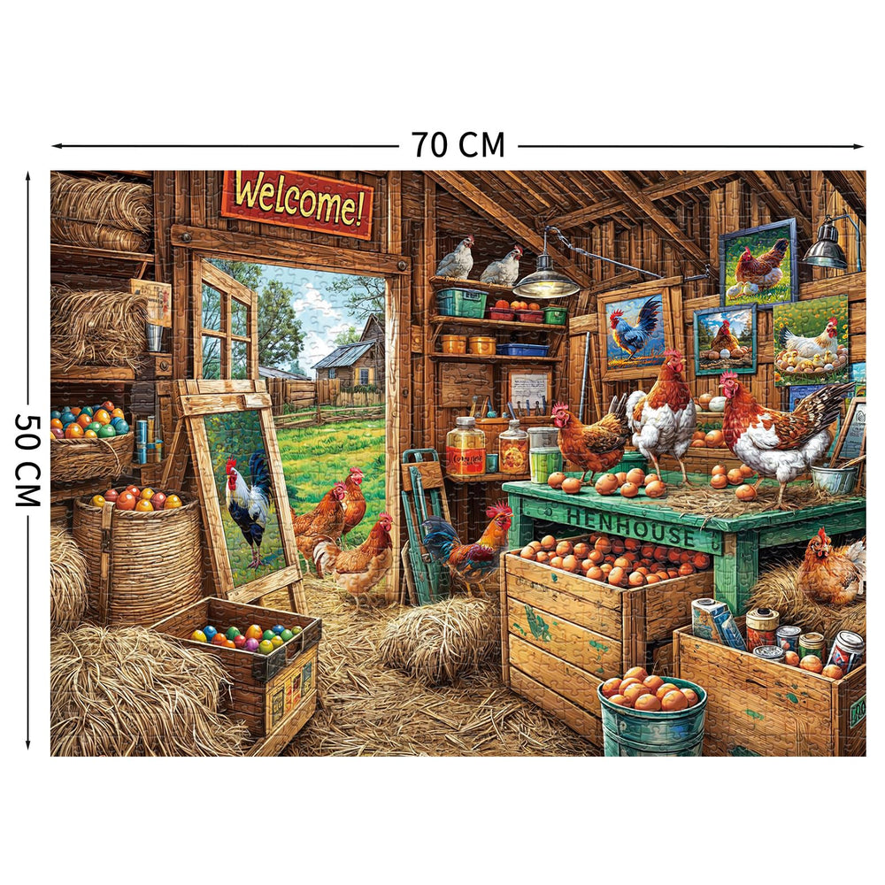 TangComplete chicken coop poster included to guide puzzle solving
