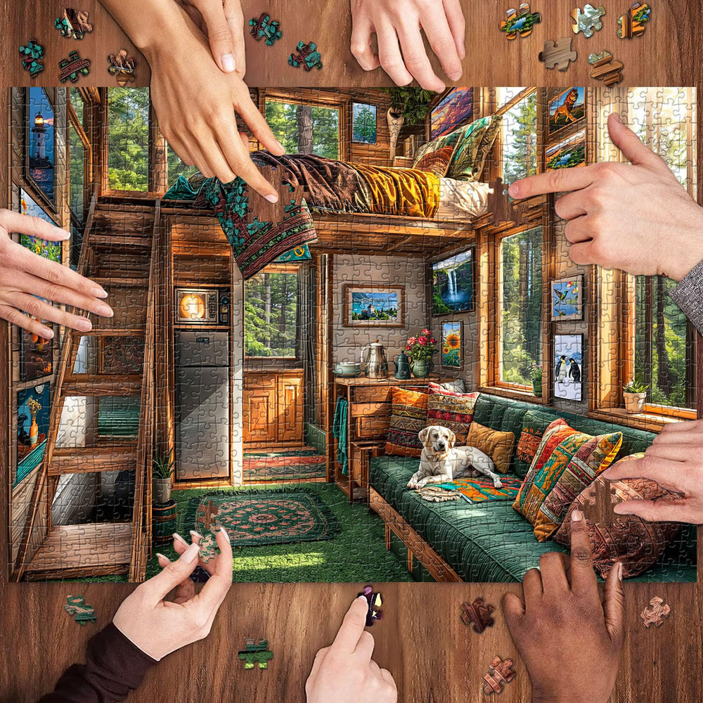 TangComplete Forest House room scene evokes warmth for immersive puzzles.