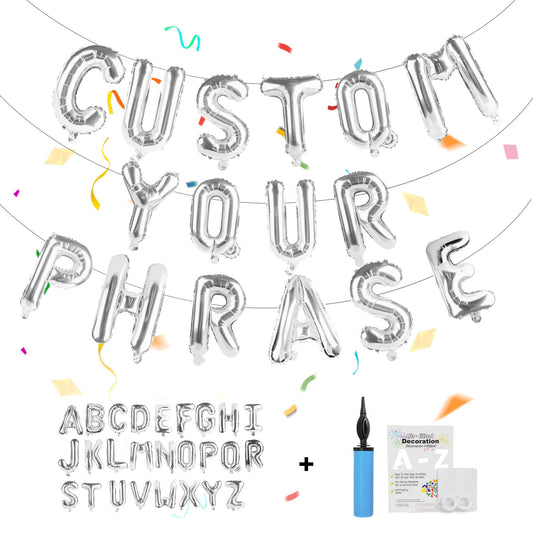 TangTuan 52pcs silver foil letter balloons for custom birthday banners.