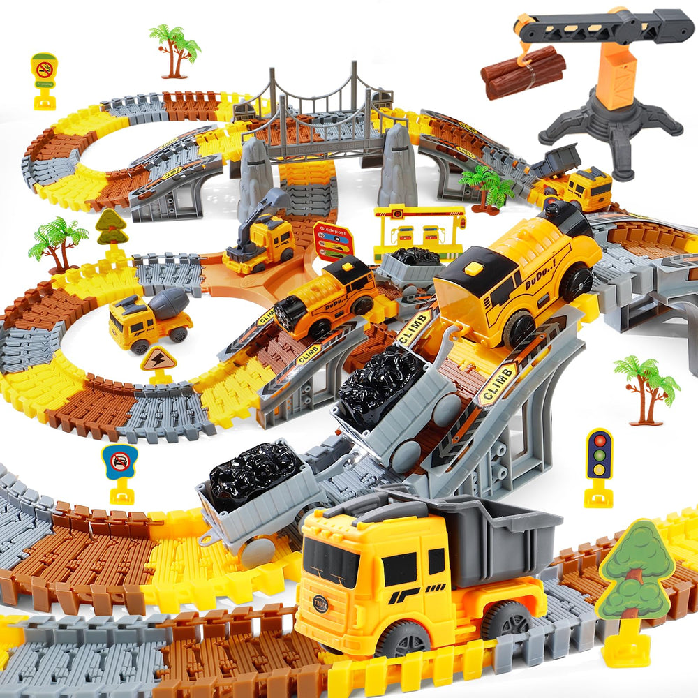 TANMGIN 281-pcs race tracks cliff bridge for imaginative engineering play