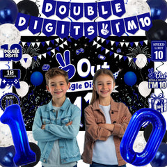 TAOTOSUNE blue black white confetti balloons set adds color to the party.