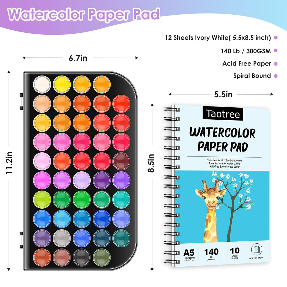 Taotree 12-page spiral watercolor pad provides sturdy support