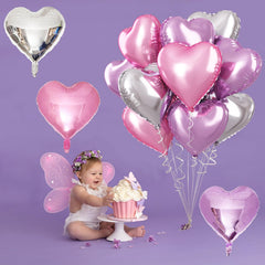TAOYE foil balloons in pink purple silver for celebrations.