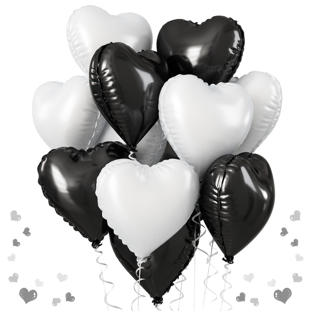 TAOYE black white heart balloons set for festive decor and celebrations