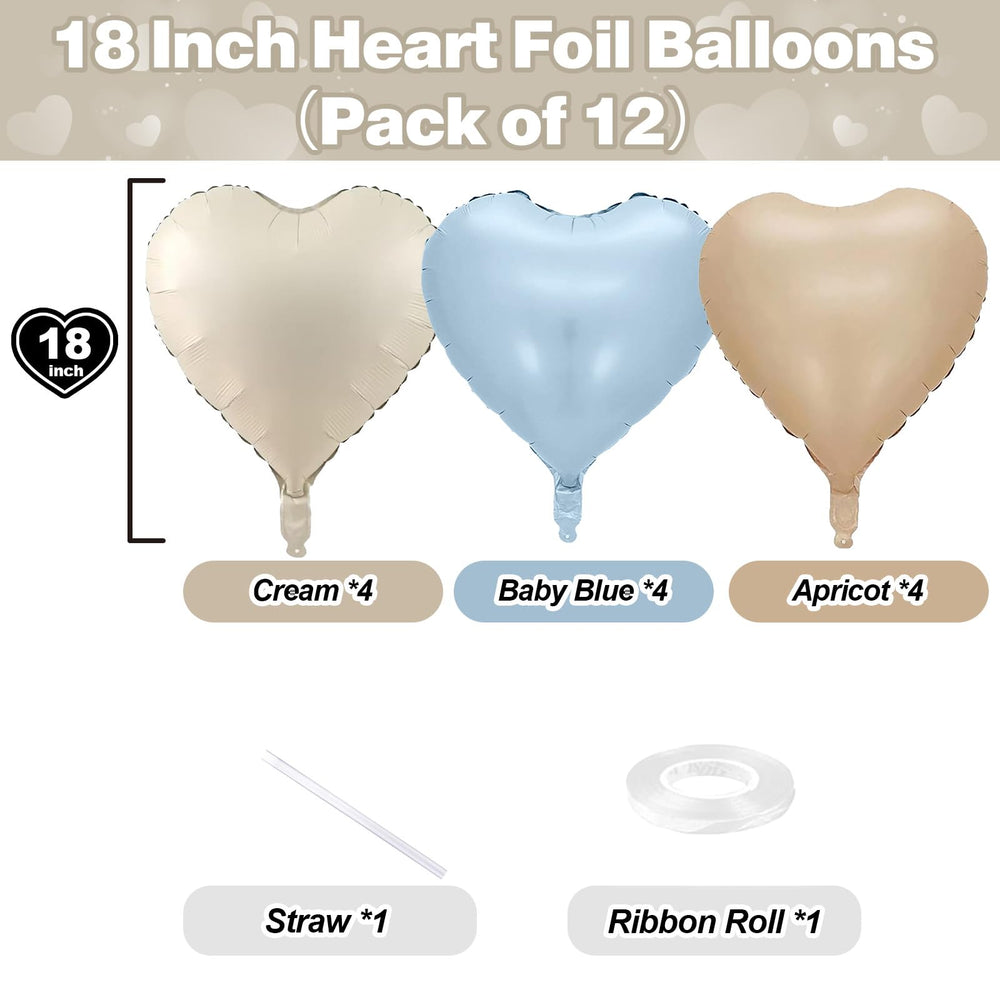 TAOYE cream foil heart balloon 18in creates soft neutral tones for elegant events