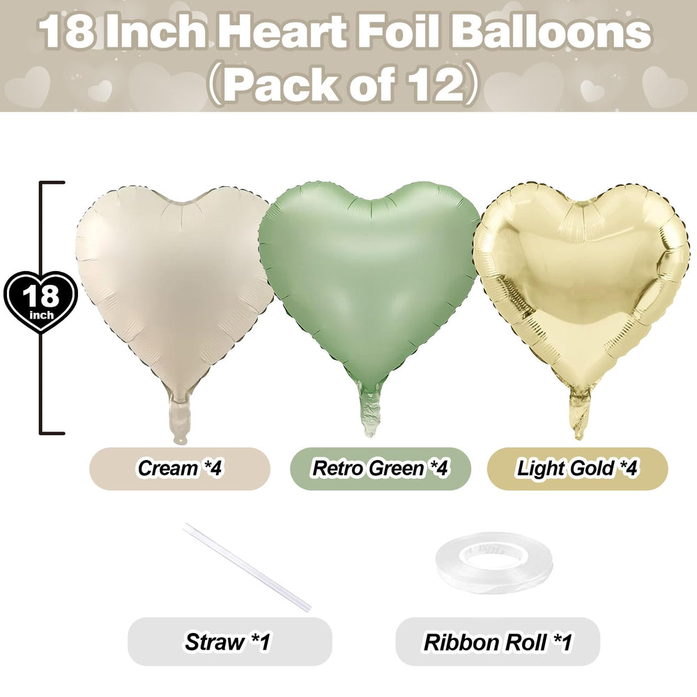 TAOYE gold beige heart balloons add classy shimmer to weddings.