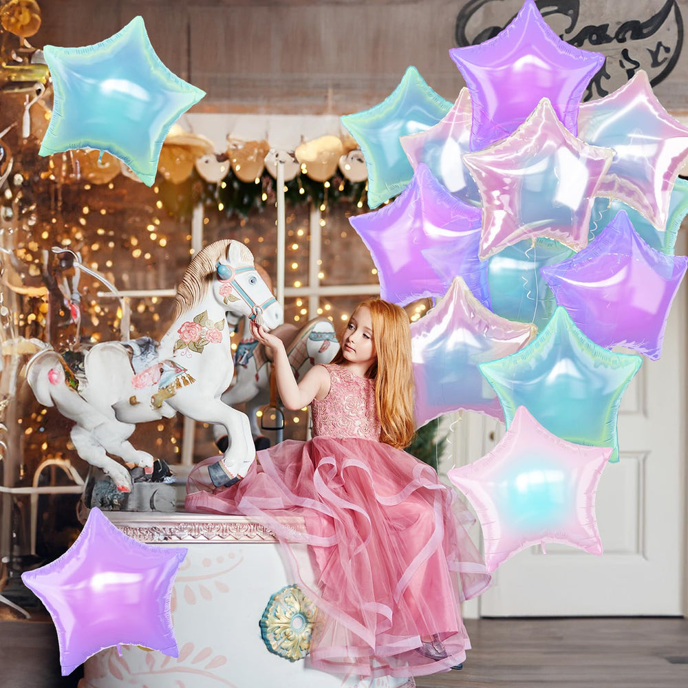 TAOYE gradient green star balloons brighten baby showers and celebrations.