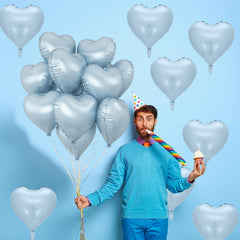 TAOYE closeup of ice blue heart balloon sheen and finish