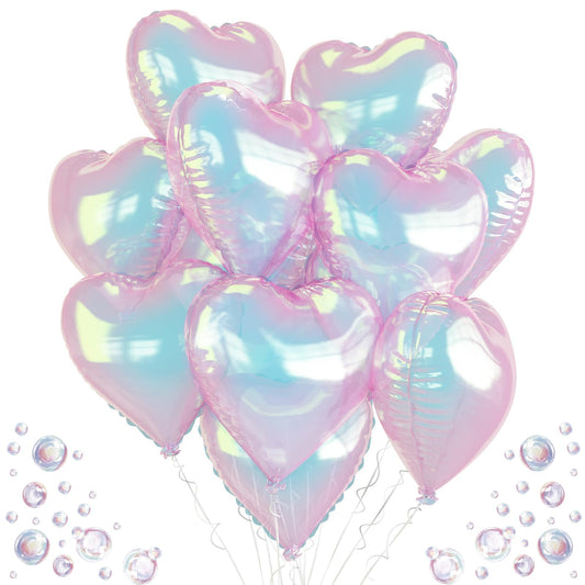 TAOYE Iridescent Heart Balloon 18in transparent shimmers with a rainbow glow for celebrations