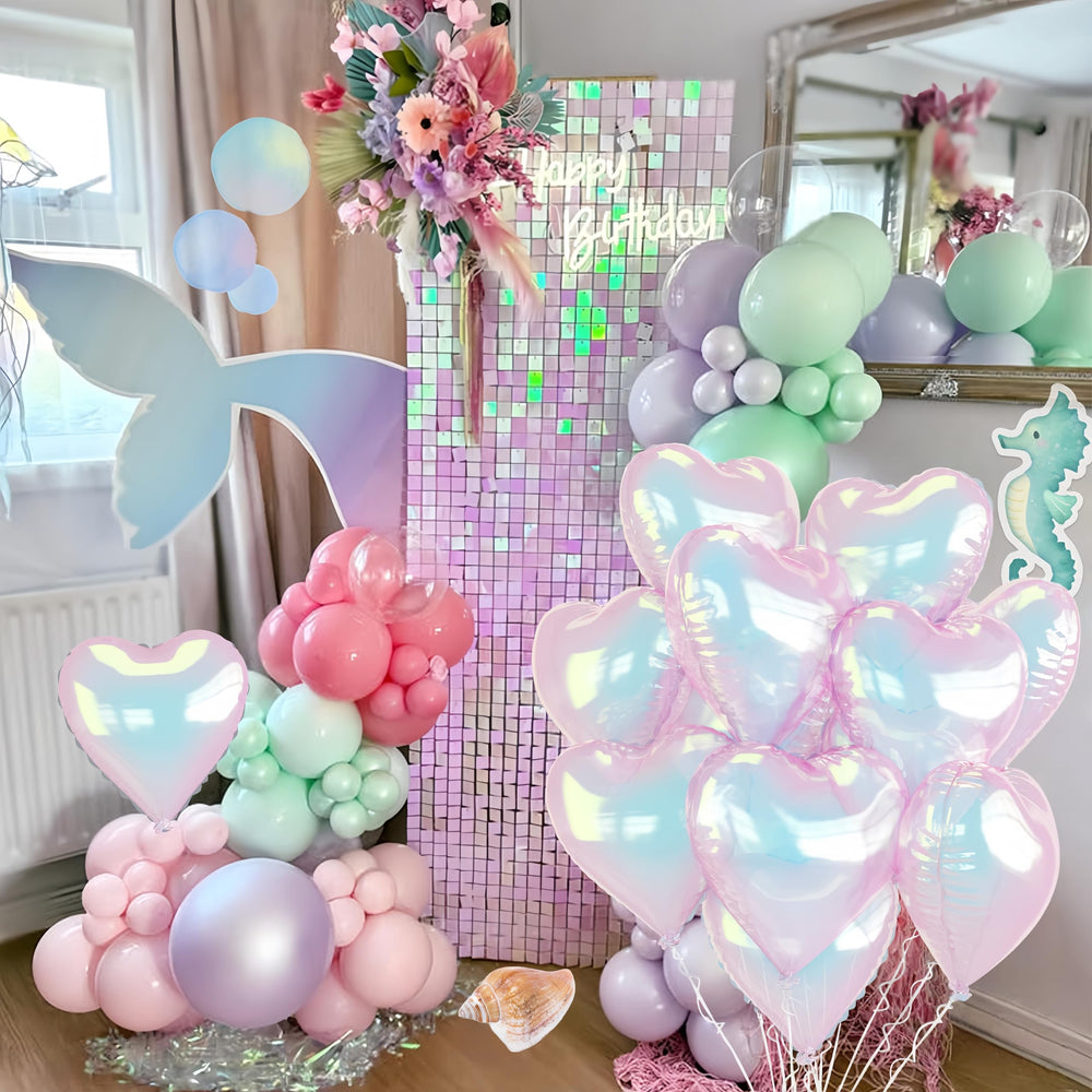 TAOYE rainbow shimmer heart balloon creates eye-catching centerpieces and photo-worthy moments