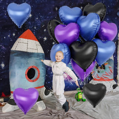 TAOYE navy blue heart foil balloon, durable decor for arches and backdrops.
