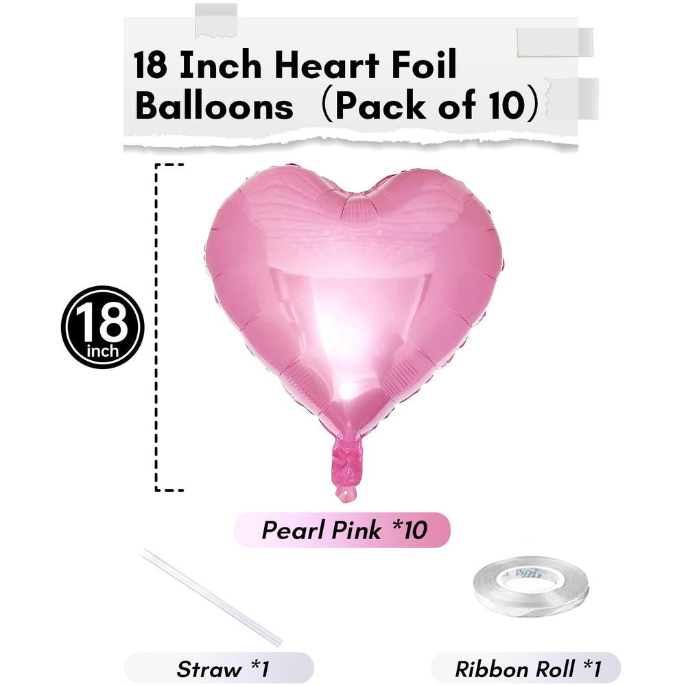 TAOYE pink heart balloons with straw and ribbon for easy setup