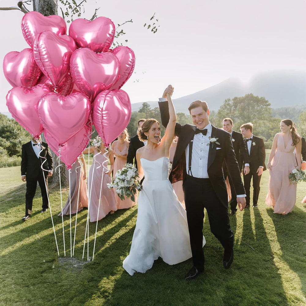 TAOYE pink heart balloons reflective surface adds sparkle to photos