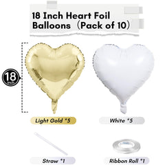 TAOYE white heart foil balloon, 18 inch, creates a soft romantic ambiance.