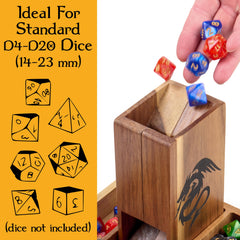 Tapeera wooden dice tower entrance 2.5x2 inches ensures wide dice entry