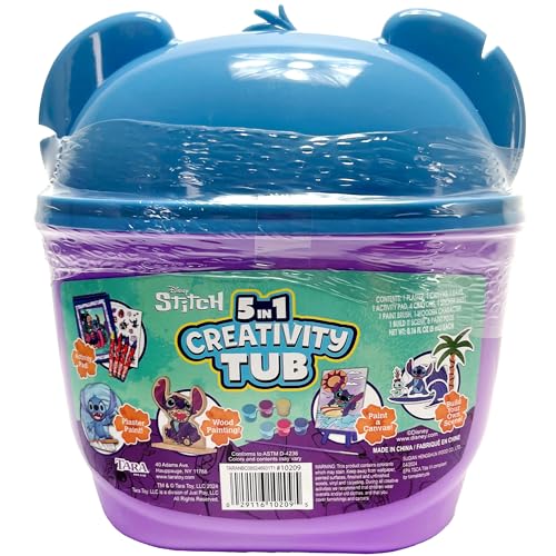 Tara Toys Stitch 5 in 1 tub wooden character for building scenes.