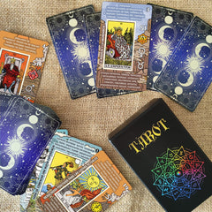 Tarotika Learning Tarot Deck mini guide with chakras and planets adds quick reference.