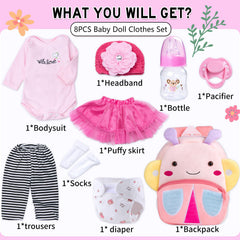 TatuDoll pink tutu skirt—soft, stylish outfit for 17-22 inch reborn dolls.