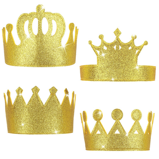 Tatuo gold felt crown for kids with glitter, ideal birthday party prop