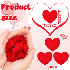 Tatuo red felt heart confetti, ideal for table decor and crafts