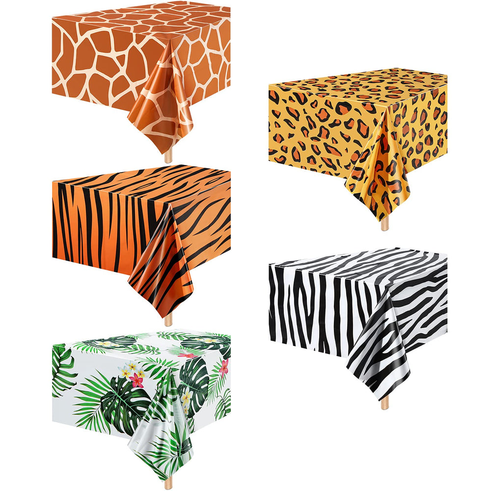 Tatuo safari tablecloth palm leaf: vibrant jungle print for outdoor gatherings.